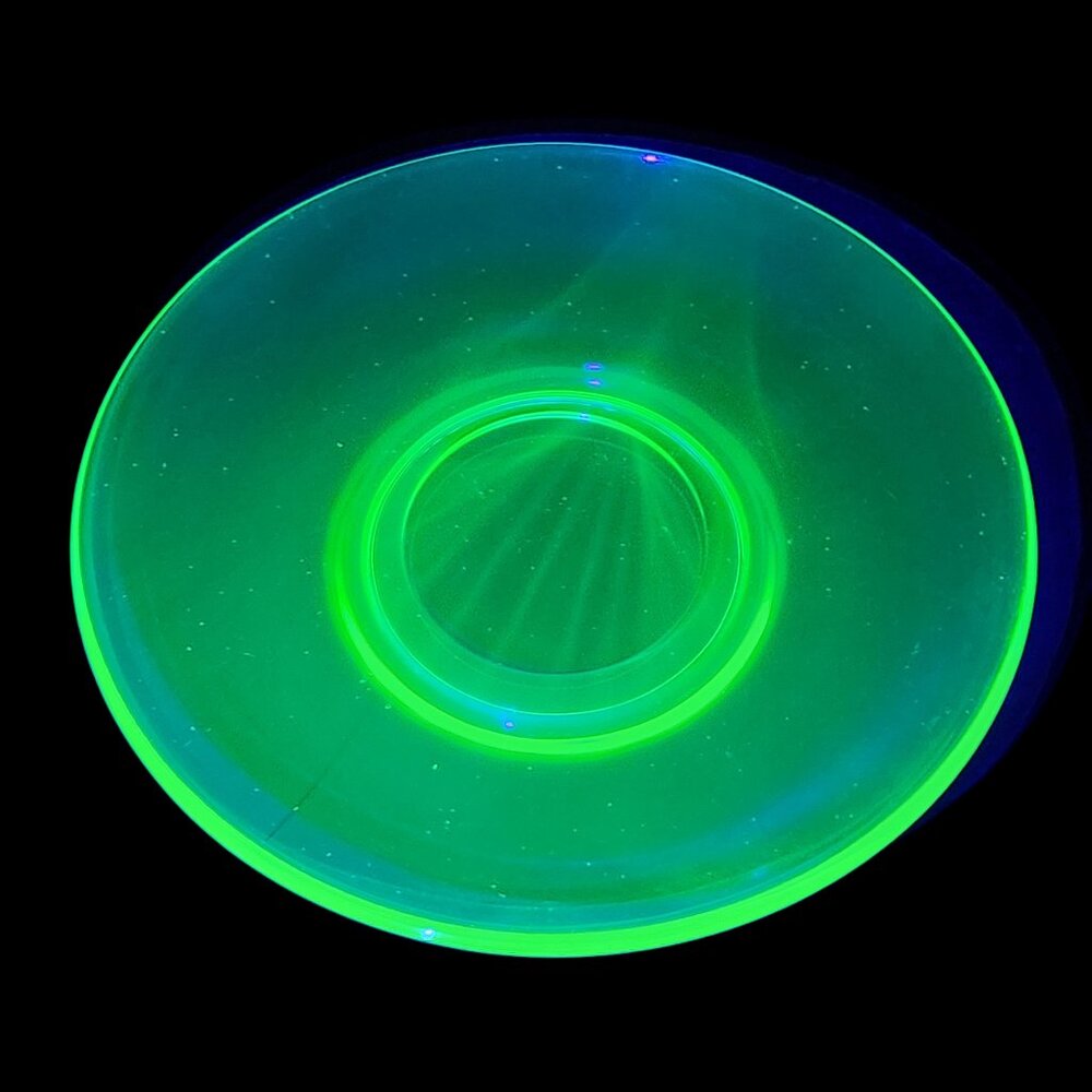 Vintage Uranium Depression Glass Green Saucer